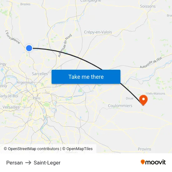 Persan to Saint-Leger map