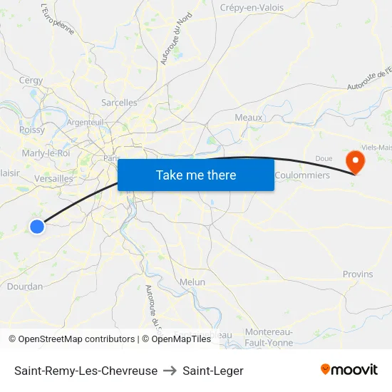 Saint-Remy-Les-Chevreuse to Saint-Leger map