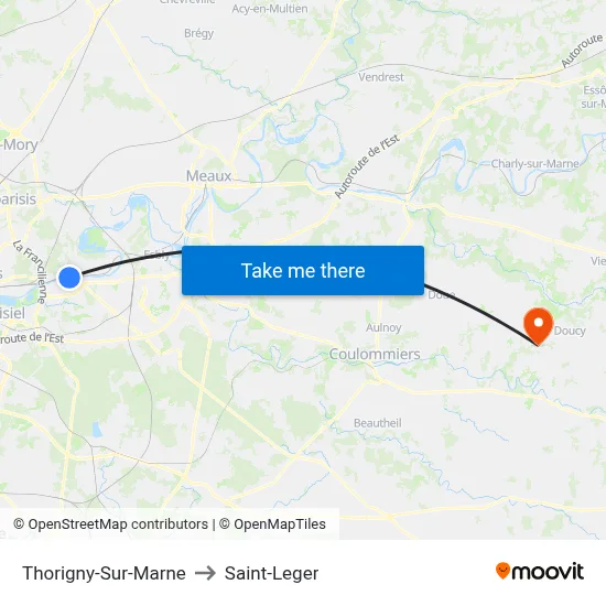 Thorigny-Sur-Marne to Saint-Leger map