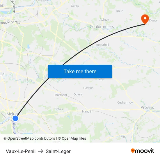 Vaux-Le-Penil to Saint-Leger map