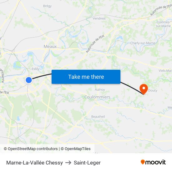 Marne-La-Vallée Chessy to Saint-Leger map