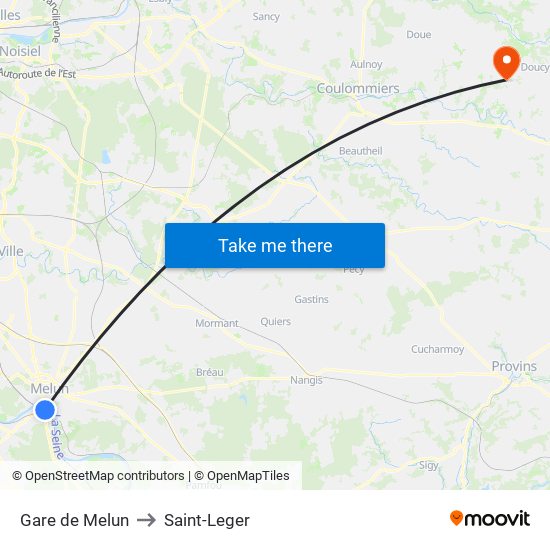 Gare de Melun to Saint-Leger map