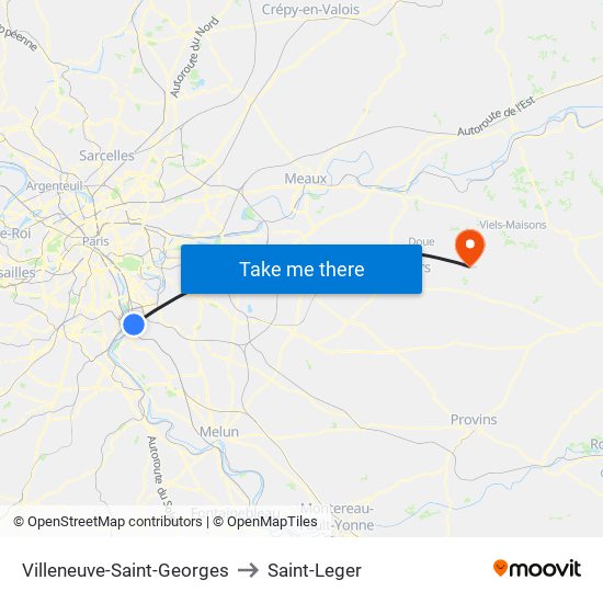 Villeneuve-Saint-Georges to Saint-Leger map