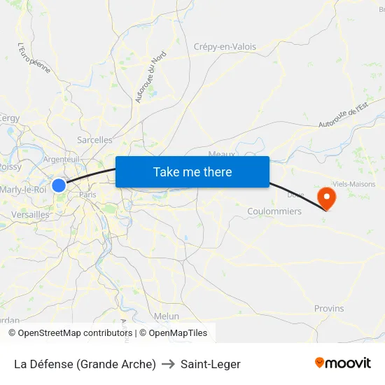 La Défense (Grande Arche) to Saint-Leger map