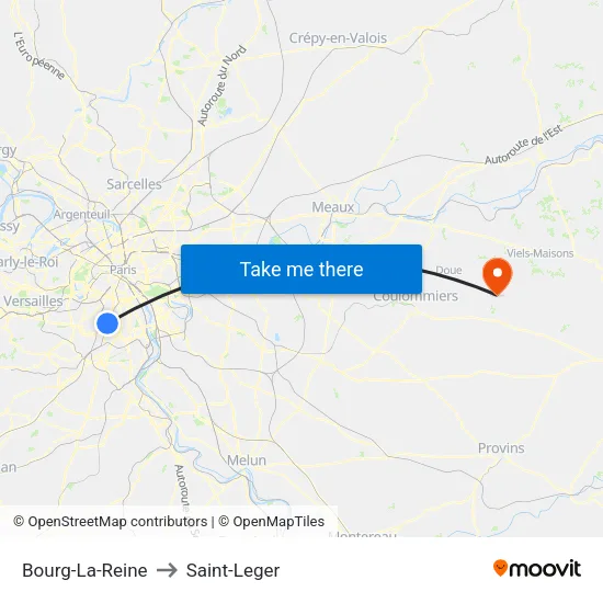 Bourg-La-Reine to Saint-Leger map