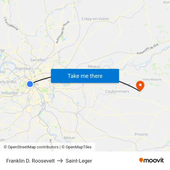 Franklin D. Roosevelt to Saint-Leger map