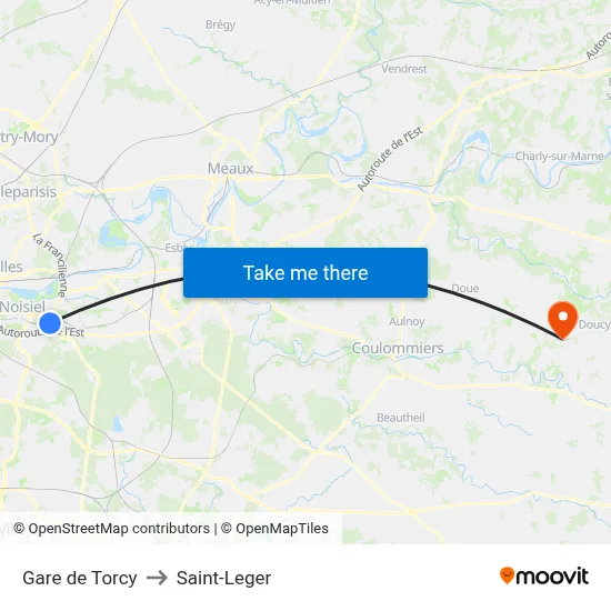 Gare de Torcy to Saint-Leger map