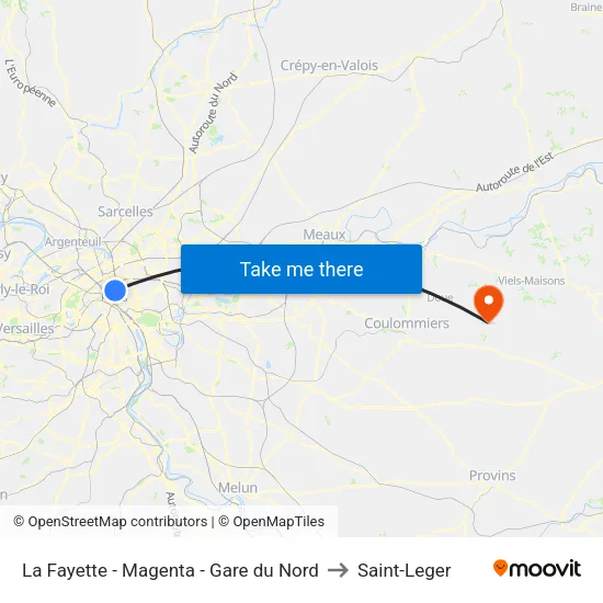 La Fayette - Magenta - Gare du Nord to Saint-Leger map