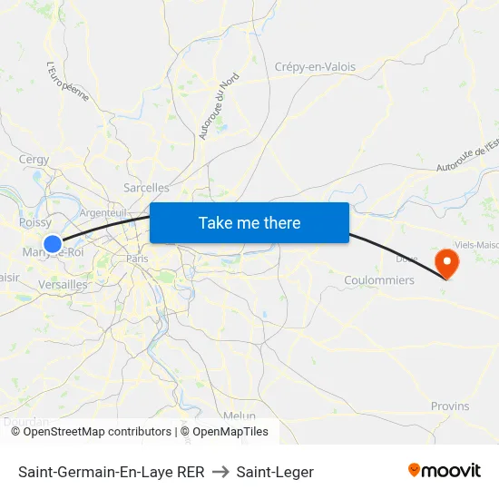 Saint-Germain-En-Laye RER to Saint-Leger map