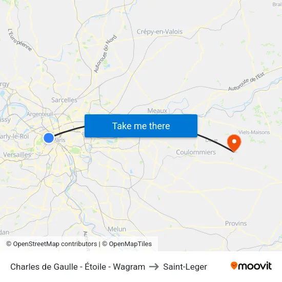 Charles de Gaulle - Étoile - Wagram to Saint-Leger map