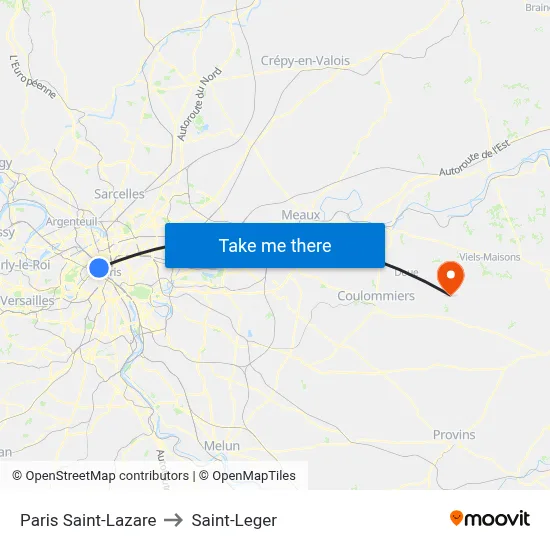 Paris Saint-Lazare to Saint-Leger map