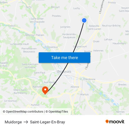 Muidorge to Saint-Leger-En-Bray map