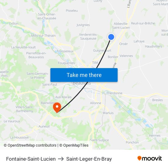 Fontaine-Saint-Lucien to Saint-Leger-En-Bray map