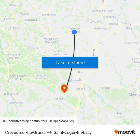 Crèvecœur-Le-Grand to Saint-Leger-En-Bray map