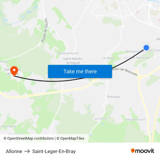 Allonne to Saint-Leger-En-Bray map
