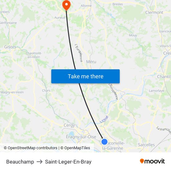 Beauchamp to Saint-Leger-En-Bray map