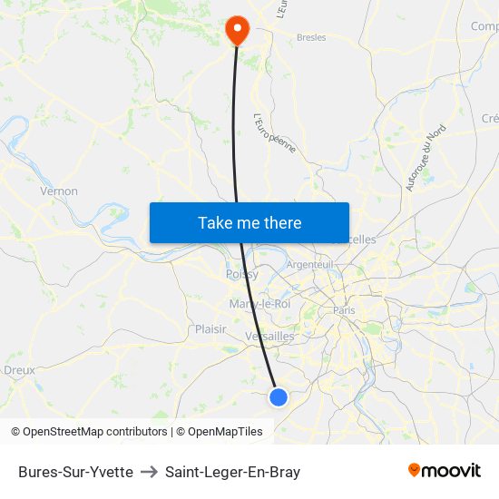 Bures-Sur-Yvette to Saint-Leger-En-Bray map