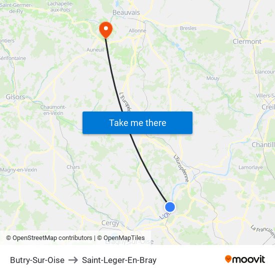 Butry-Sur-Oise to Saint-Leger-En-Bray map