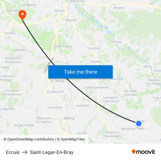 Ercuis to Saint-Leger-En-Bray map