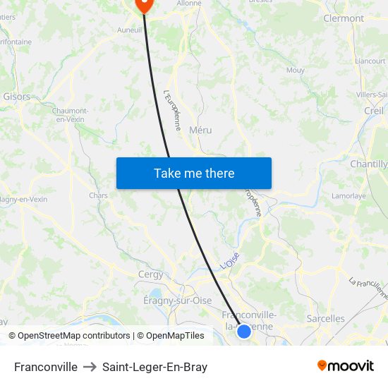 Franconville to Saint-Leger-En-Bray map
