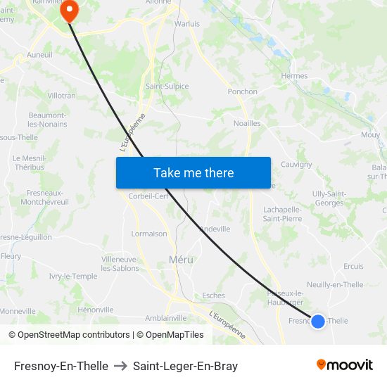 Fresnoy-En-Thelle to Saint-Leger-En-Bray map