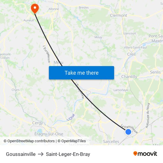Goussainville to Saint-Leger-En-Bray map