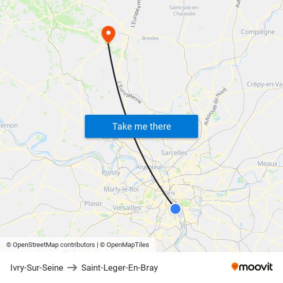 Ivry-Sur-Seine to Saint-Leger-En-Bray map