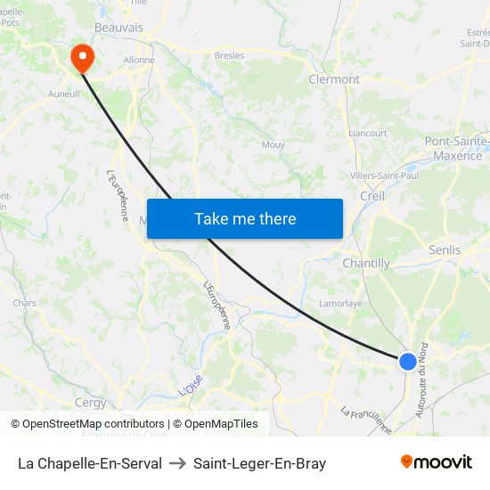 La Chapelle-En-Serval to Saint-Leger-En-Bray map