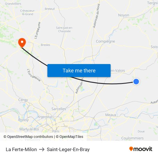 La Ferte-Milon to Saint-Leger-En-Bray map