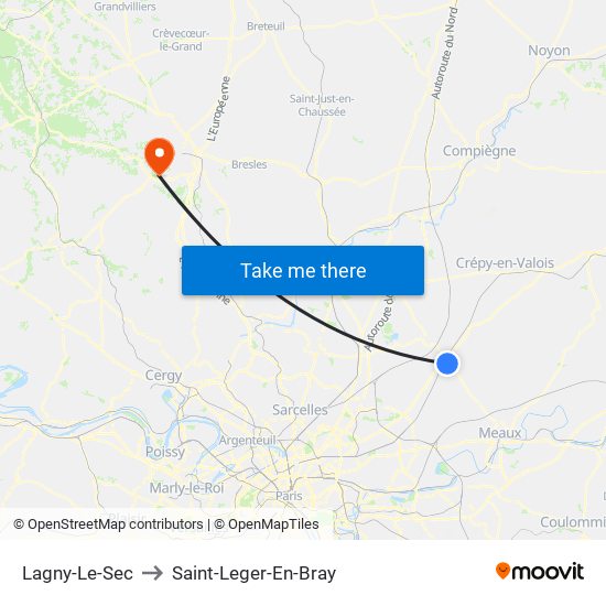 Lagny-Le-Sec to Saint-Leger-En-Bray map