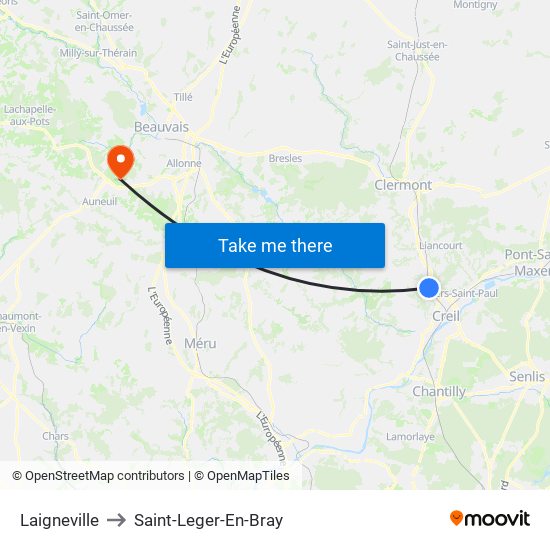 Laigneville to Saint-Leger-En-Bray map