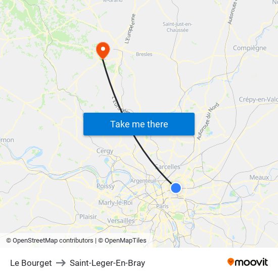 Le Bourget to Saint-Leger-En-Bray map