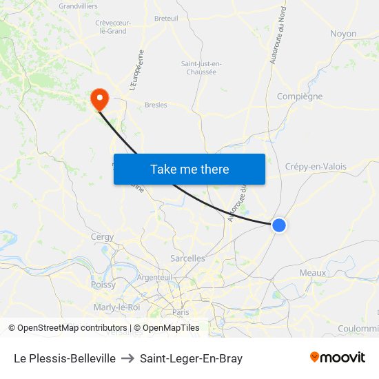 Le Plessis-Belleville to Saint-Leger-En-Bray map