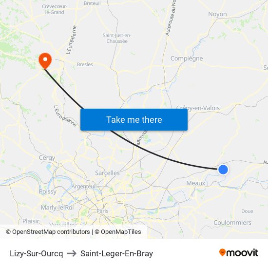 Lizy-Sur-Ourcq to Saint-Leger-En-Bray map