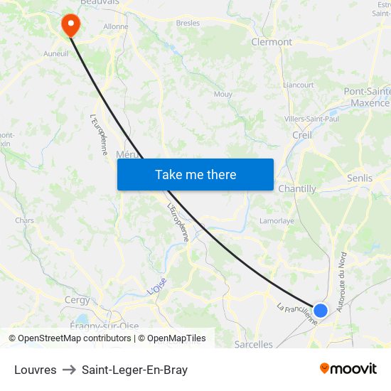 Louvres to Saint-Leger-En-Bray map
