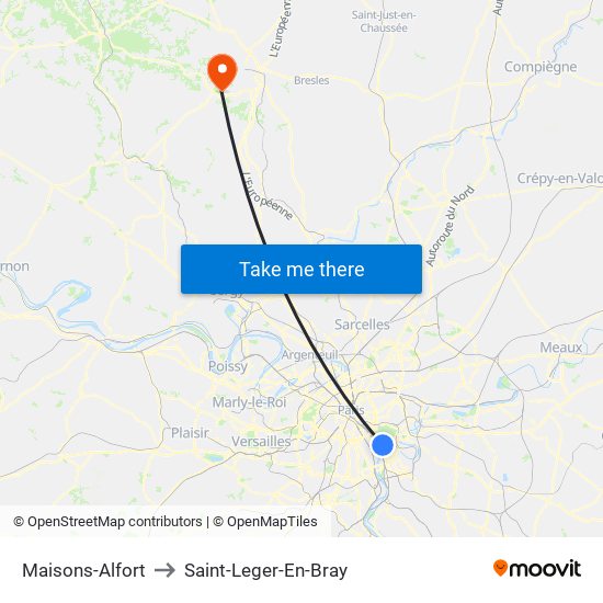 Maisons-Alfort to Saint-Leger-En-Bray map