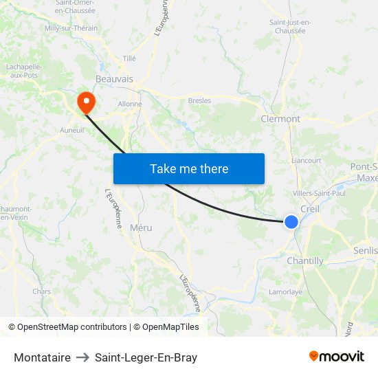 Montataire to Saint-Leger-En-Bray map