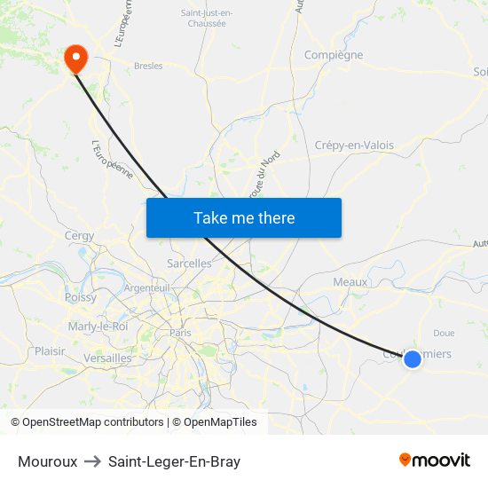 Mouroux to Saint-Leger-En-Bray map