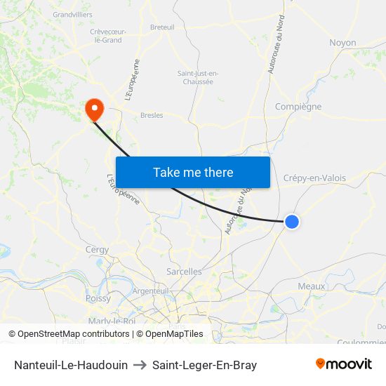 Nanteuil-Le-Haudouin to Saint-Leger-En-Bray map