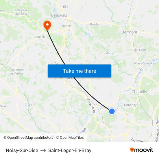 Noisy-Sur-Oise to Saint-Leger-En-Bray map