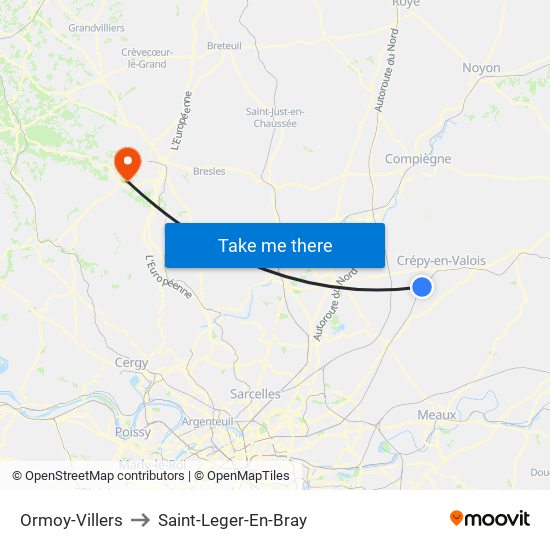 Ormoy-Villers to Saint-Leger-En-Bray map