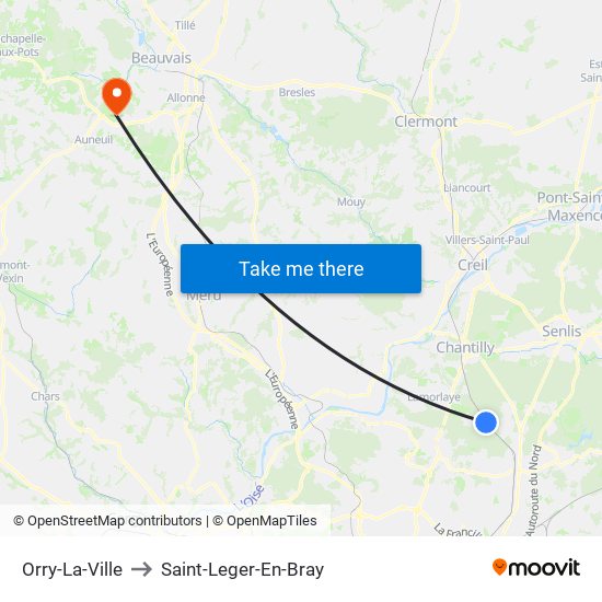 Orry-La-Ville to Saint-Leger-En-Bray map