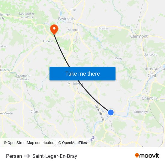 Persan to Saint-Leger-En-Bray map