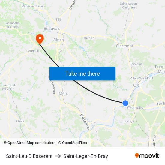 Saint-Leu-D'Esserent to Saint-Leger-En-Bray map