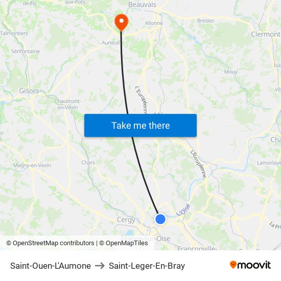 Saint-Ouen-L'Aumone to Saint-Leger-En-Bray map