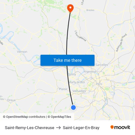 Saint-Remy-Les-Chevreuse to Saint-Leger-En-Bray map