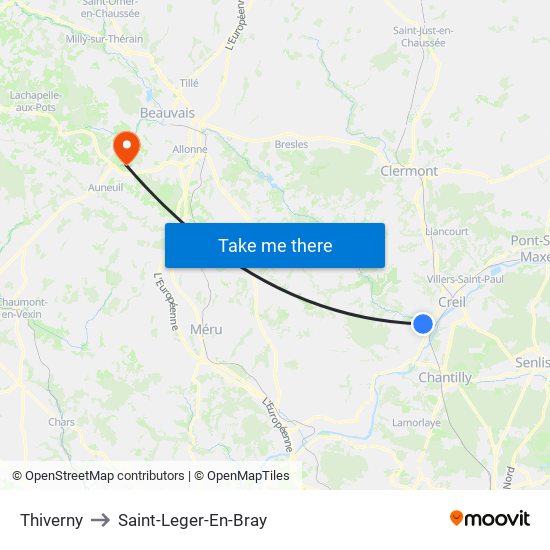 Thiverny to Saint-Leger-En-Bray map