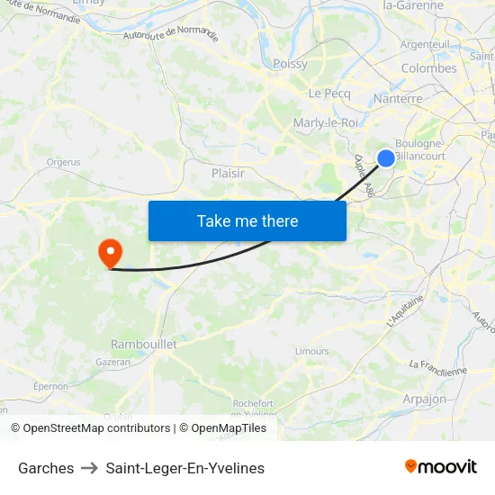 Garches to Saint-Leger-En-Yvelines map