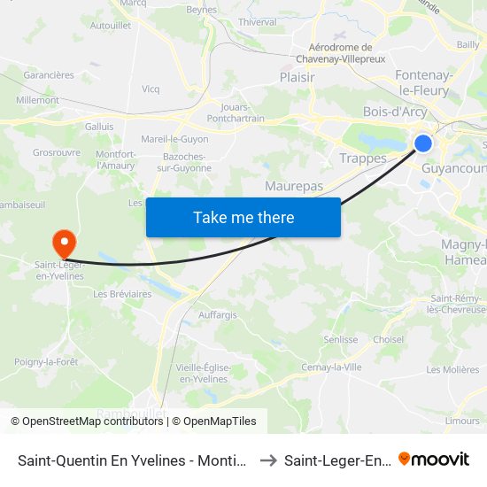 Saint-Quentin En Yvelines - Montigny-Le-Bretonneux to Saint-Leger-En-Yvelines map