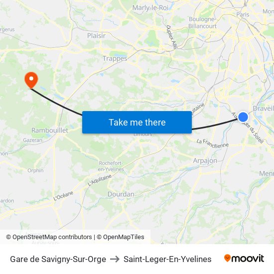 Gare de Savigny-Sur-Orge to Saint-Leger-En-Yvelines map